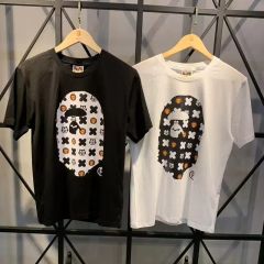 Bape Cartoon Ape Head Tee Black White