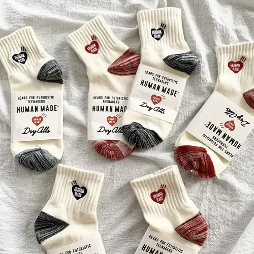 Human Made Love Heart Embroidered Patchwork Socks