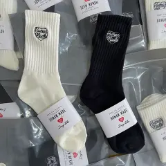 Human Made Black and White Love Embroidered Socks
