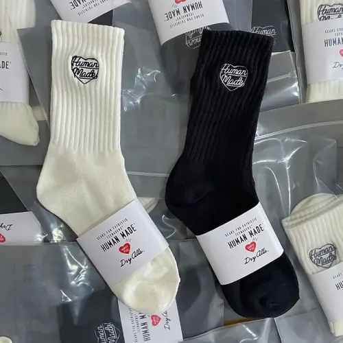 Human Made Black and White Love Embroidered Socks