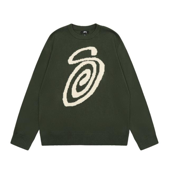 Stussy Swirl Pattern Sweater Green White 3 Colors