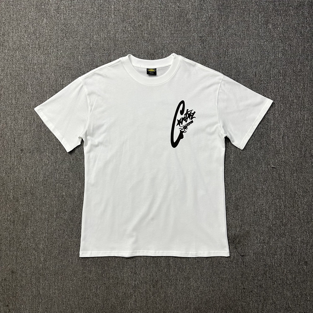 Corteiz Gun Lettering Tee White Black