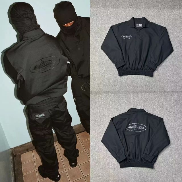 Corteiz Logo Print Utility Jacket Black
