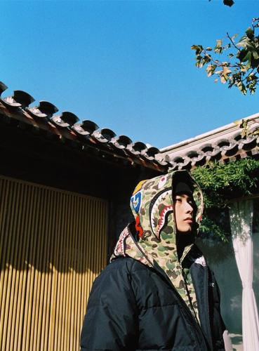 Bape Camo Hood Cotton-padded Jacket Black