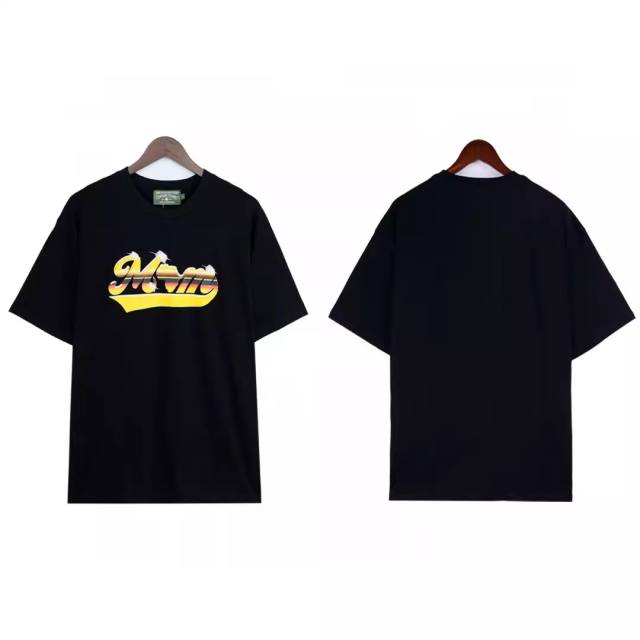 Denim Tears Cotton Flower Letter Print Short Sleeve Black
