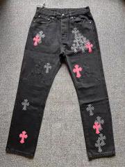 Chr0me Hearts Cherry Blossom Powder Checkerboard Leather label Jenas Black