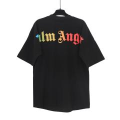 Palm Angels Rainbow Letters Tee Black White