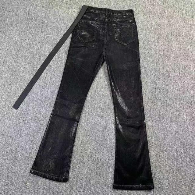 R*ck Οwens Micro-Tuck Coated Jeans Black