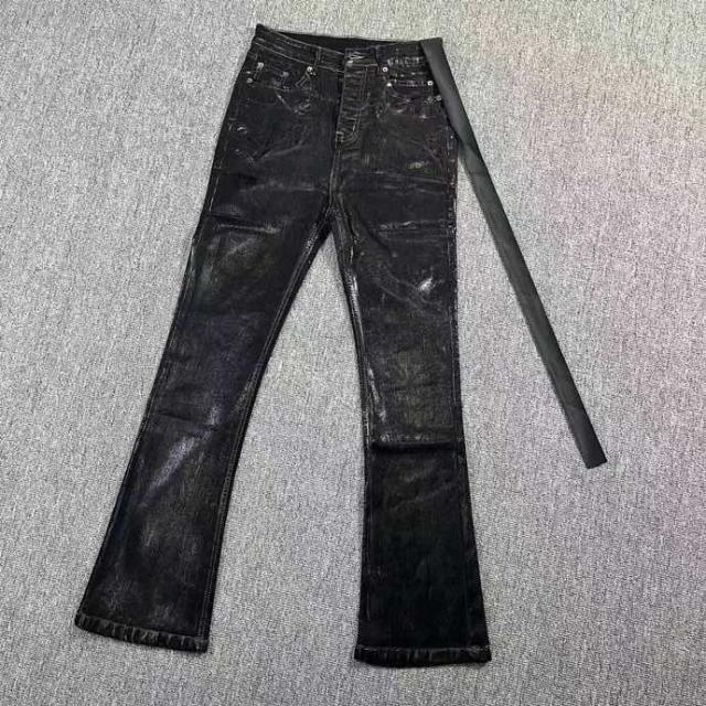 R*ck Οwens Micro-Tuck Coated Jeans Black