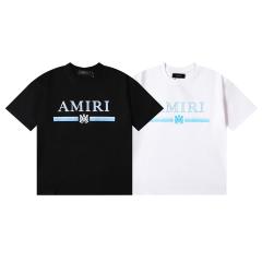 Amiri Blue Letters Tee Black White