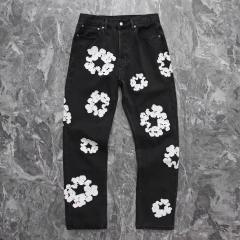 1:1 Best Quality Denim Tears Jeans Pants with Embroidered Logo (Black/Blue)