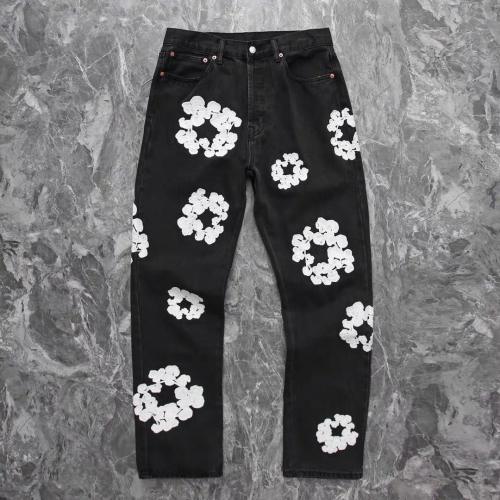 1:1 Best Quality Denim Tears Jeans Pants with Embroidered Logo (Black/Blue)
