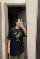 1:1 Small Green Head Tee Black White