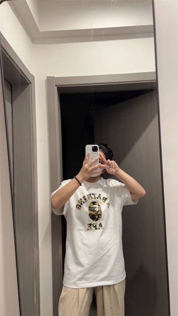 1:1 Bape Yellow Green Small Head Tee White Black