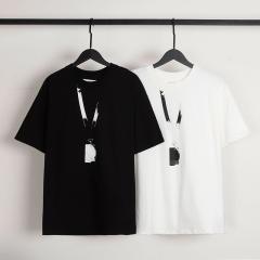 MM6 Pass Lanyard Printed Tee Black White
