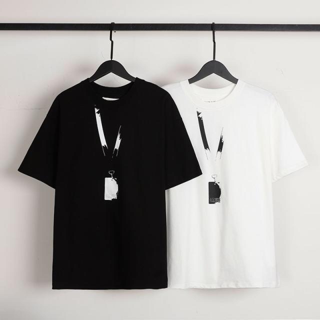MM6 Pass Lanyard Printed Tee Black White