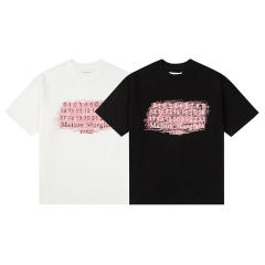 MM6 Pink Graffiti Letters Tee Black White