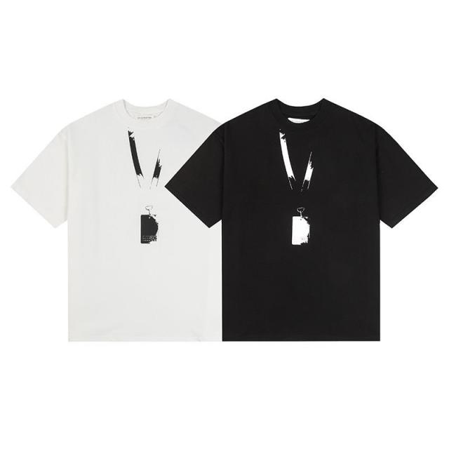 MM6 Pass Lanyard Printed Tee Black White