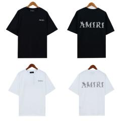Amiri Twining Branches And Leaves Letters Tee Black White