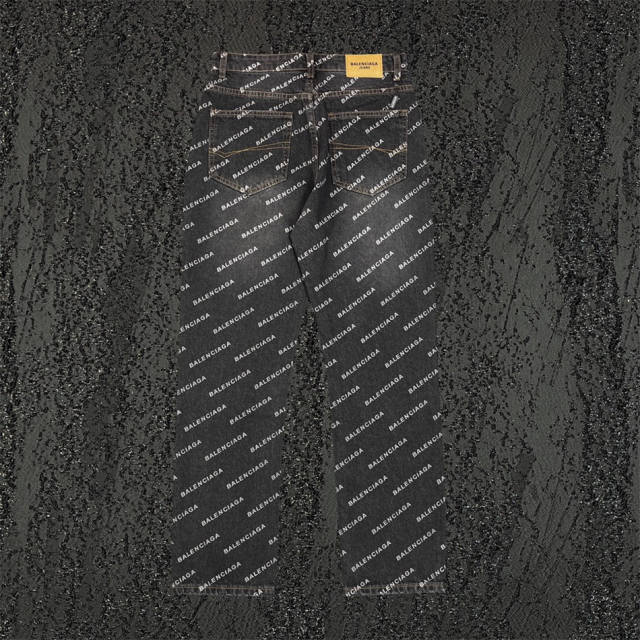 BLCG All Over Print Denim Jeans Pants Black