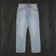 BLCG All Over Print Denim Jeans Pants Blue
