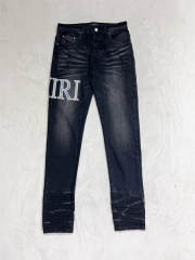 [Best Quality]1:1 Amir* Blue Embroidered Logo Jeans Black