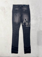[Best Quality]1:1 Amir* Big Embroidered Logo Jeans Black