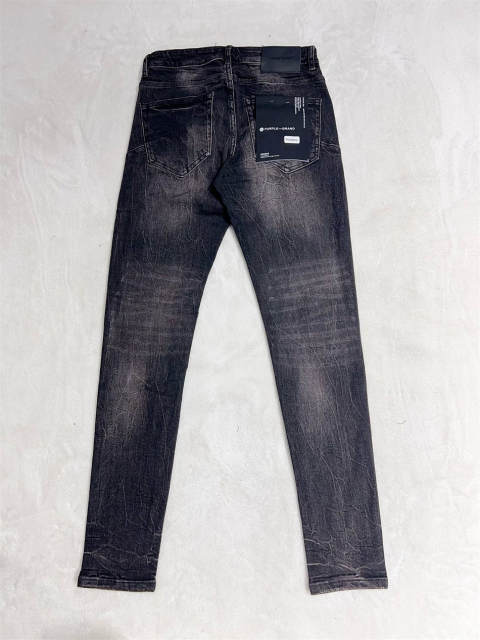 [Best Quality]1:1 PURPLE BRΑND Crack Jeans Black