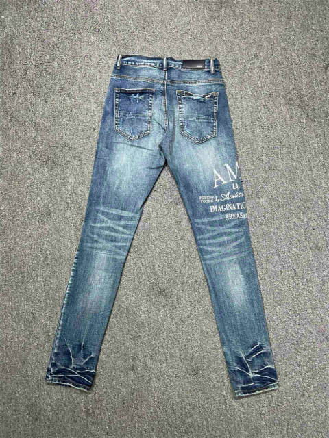 [Best Quality]1:1 Amir* Embroidered Logo Jeans Blue