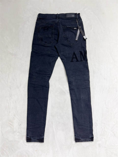 [Best Quality]1:1 Amir* Black Embroidered Logo Jeans