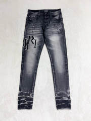 [Best Quality]1:1 Amir* Black Embroidered Logo Distressed Jeans
