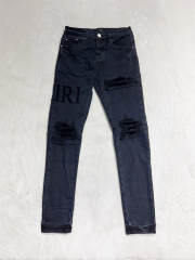 [Best Quality]1:1 Amir* Black Embroidered Logo Jeans