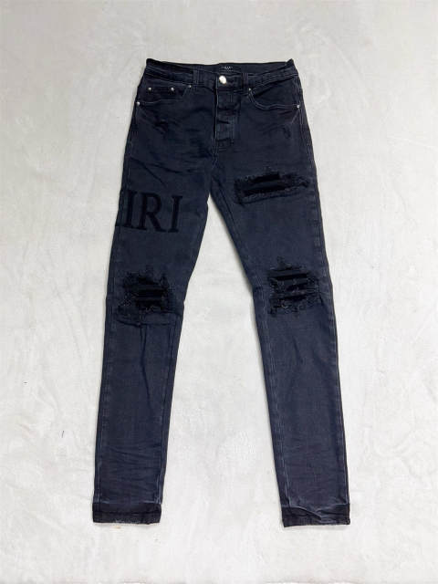 [Best Quality]1:1 Amir* Black Embroidered Logo Jeans