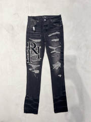 [Best Quality]1:1 Amir* Big Embroidered Logo Jeans Black