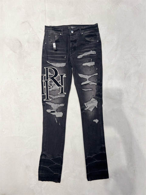 [Best Quality]1:1 Amir* Big Embroidered Logo Jeans Black