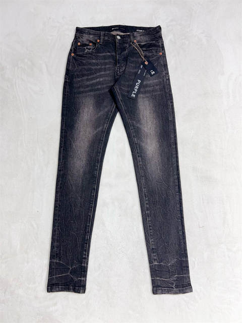 [Best Quality]1:1 PURPLE BRΑND Crack Jeans Black