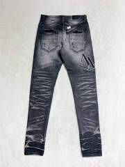[Best Quality]1:1 Amir* Black Embroidered Logo Distressed Jeans