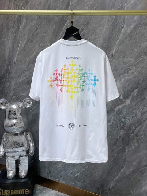 Chr0me Heart Horseshoe Sanskrit Handmade Button Cross Patch Embroidered Tee 2 colors