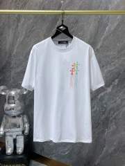 Chr0me Heart Horseshoe Sanskrit Handmade Button Cross Patch Embroidered Tee 2 colors