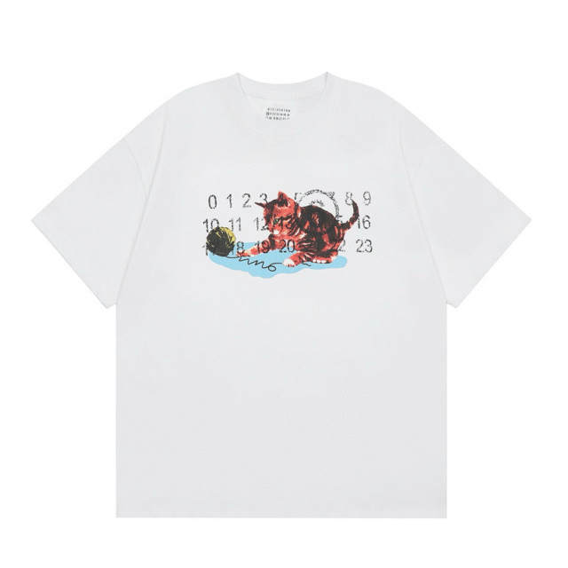 Maison Margiela MM6 Red Cat Number T-Shirt Black White