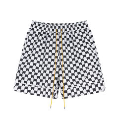 Rhude Checkered Swim Shorts Black Blue Green Red