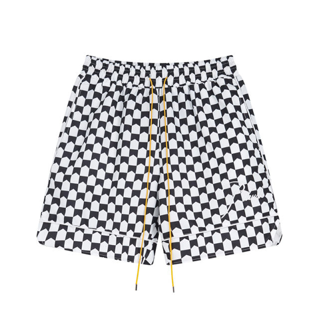 Rhude Checkered Swim Shorts Black Blue Green Red