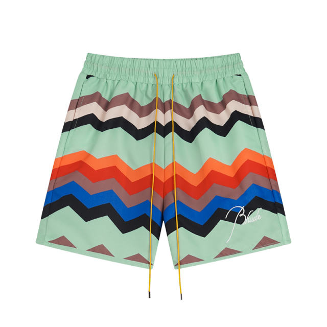 Rhude Checkered Swim Shorts Black Blue Green Red