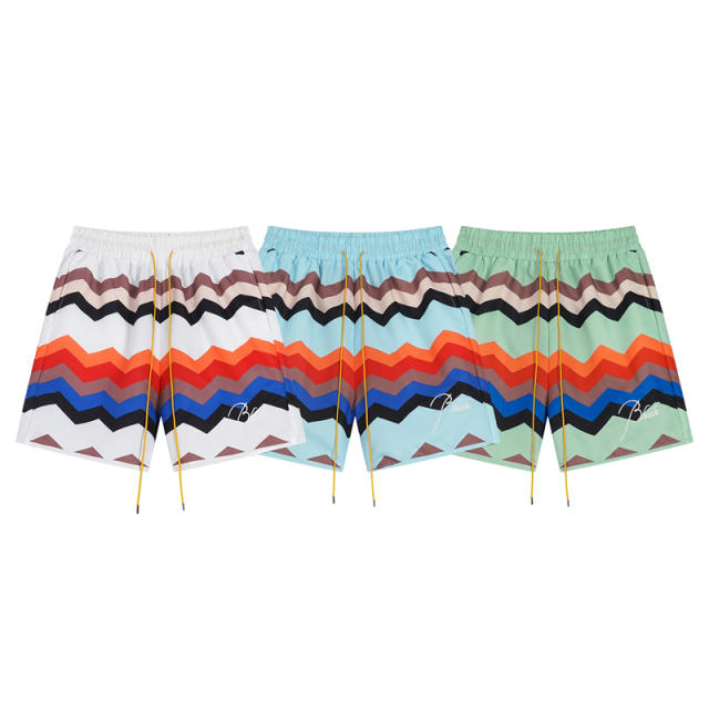 Rhude Checkered Swim Shorts Black Blue Green Red
