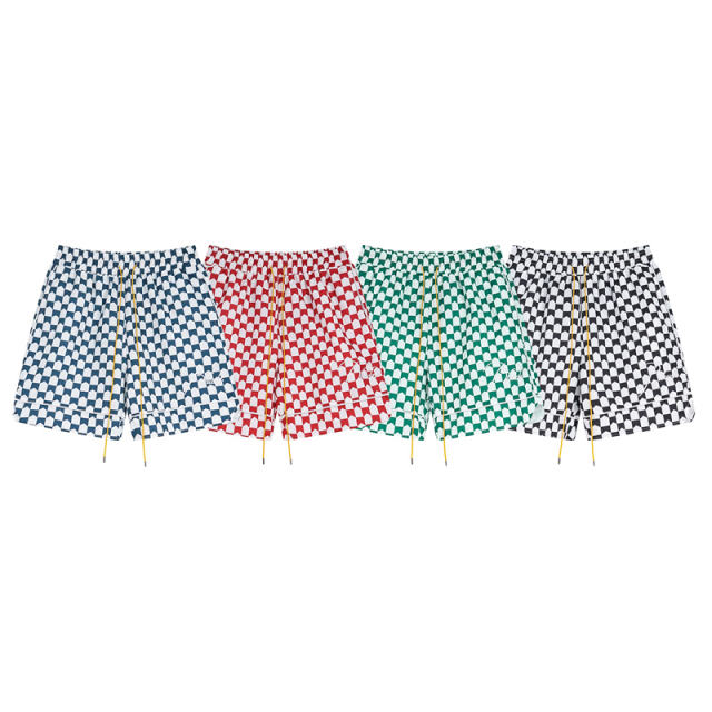 Rhude Checkered Swim Shorts Black Blue Green Red