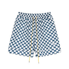 Rhude Checkered Swim Shorts Black Blue Green Red
