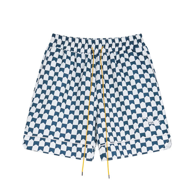 Rhude Checkered Swim Shorts Black Blue Green Red