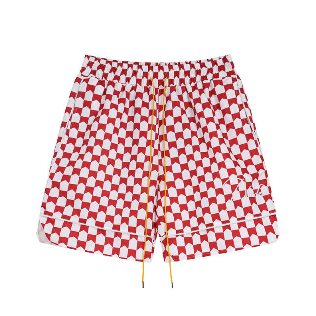 Rhude Checkered Swim Shorts Black Blue Green Red