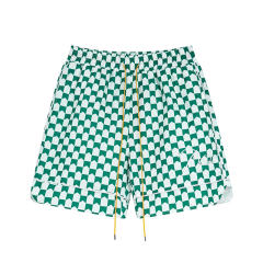 Rhude Checkered Swim Shorts Black Blue Green Red