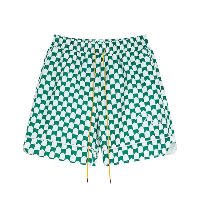 Rhude Checkered Swim Shorts Black Blue Green Red